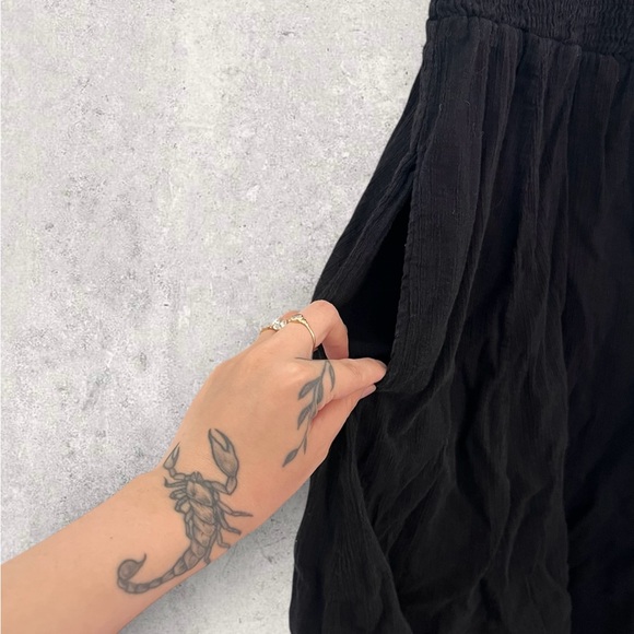 Anthropologie Maeve Midi Black Spring Smocked Dress - Picture 5 of 7